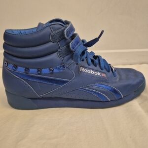 Reebok High Top Royal Blue Rhinestone Studded Shoes Sz 6.5